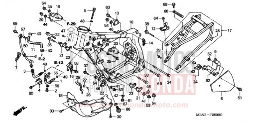 CARROSSERIE DE CHASSIS XR650R1 de 2001